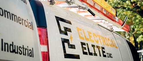Van with Electrical Elite logo
